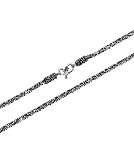 Srebrny łańcuszek męski oksydowany splot królewski 3 mm