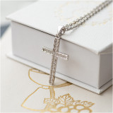 Srebrny łańcuszek ANKIER krzyżyk z JEZUSEM cyrkonie