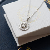 Srebrny łańcuszek ANKIER z medalikiem Matka Boska Chrzest Święty