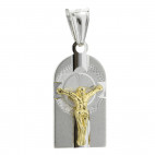 Srebrny medalik JEZUS CHRYSTUS na krzyżu srebro 925 pozłacany