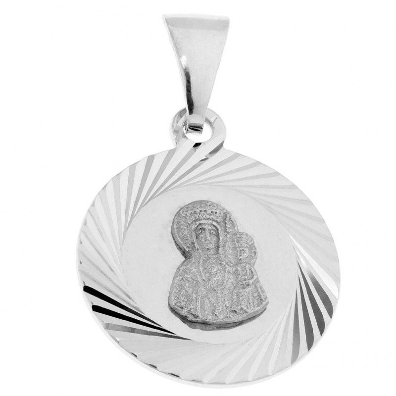 Medalik srebrny OKRĄGŁY Matka Boska Częstochowska