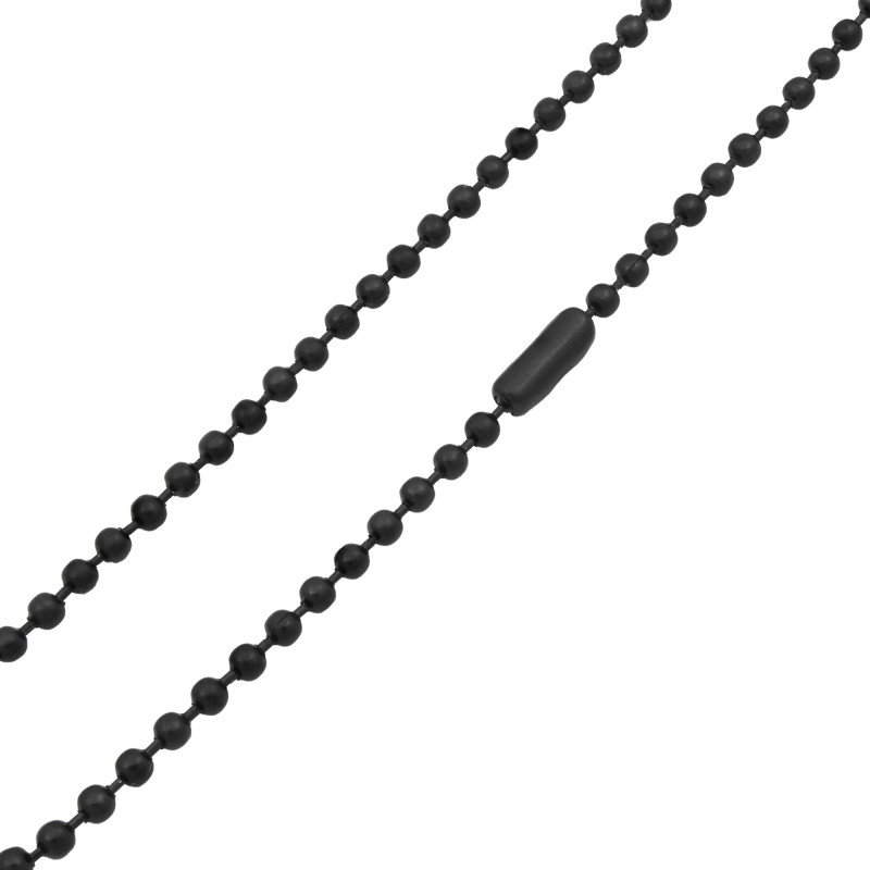 Czarny łańcuszek kulkowy z zapinką 76 cm