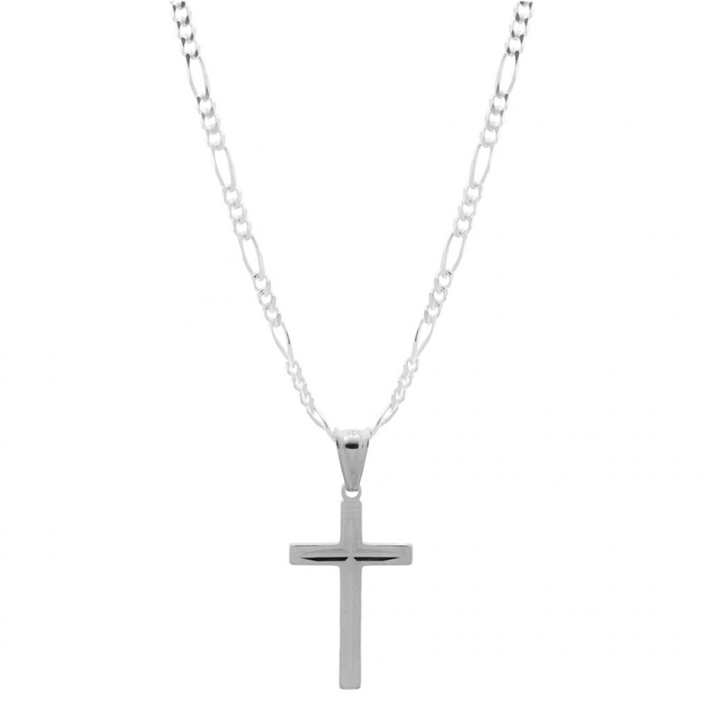 Srebrny łańcuszek FIGARO z krzyżykiem srebro 925 Chrzest Święty
