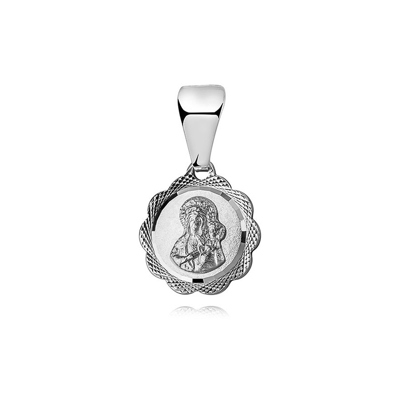 Medalik srebrny MATKA BOSKA CZĘSTOCHOWSKA srebro 925 kwiatek