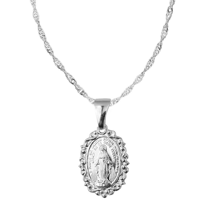 Srebrny CUDOWNY MEDALIK z łańcuszkiem SINGAPUR Chrzest Święty