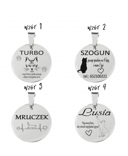  11 Adresowka identyfikator dla kota  psa okragly medalik z grawerem